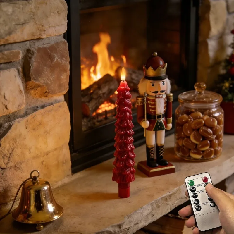 B50C Realistic Wax Pillar Light LED Flameless Remote Candles-4PCS For Christmas, Wedding, Home& Party Decor