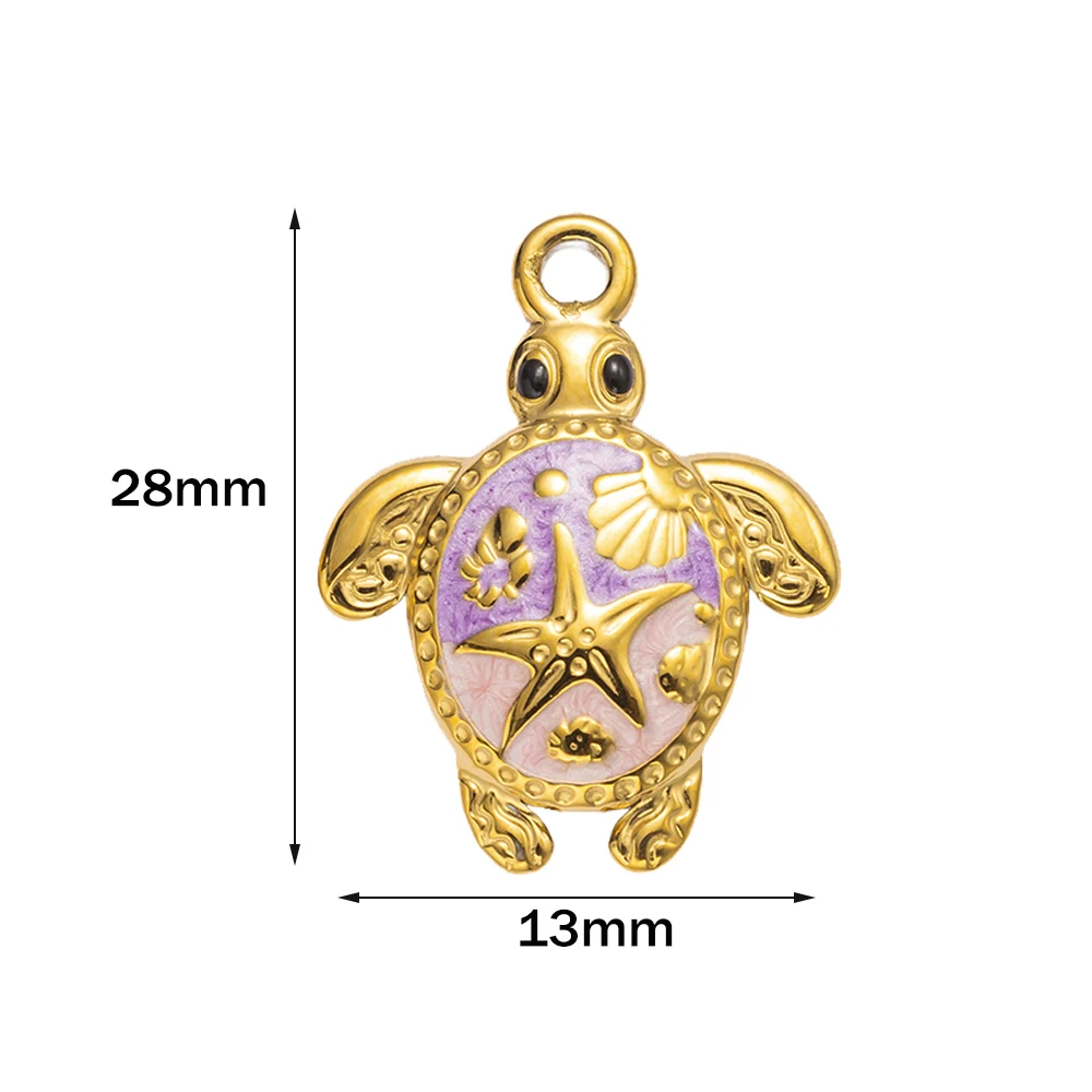 5 قطع الفولاذ المقاوم للصدأ المينا السلحفاة الذهب سحر رائعة السلاحف قلادة DIY مجوهرات قلادة النتائج سوار أقراط صنع #2