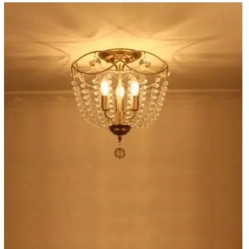 

American Bedroom Crystal Ceiling Lamp European Study Creative Personality Restaurant Light Modern Minimalist French Lamps