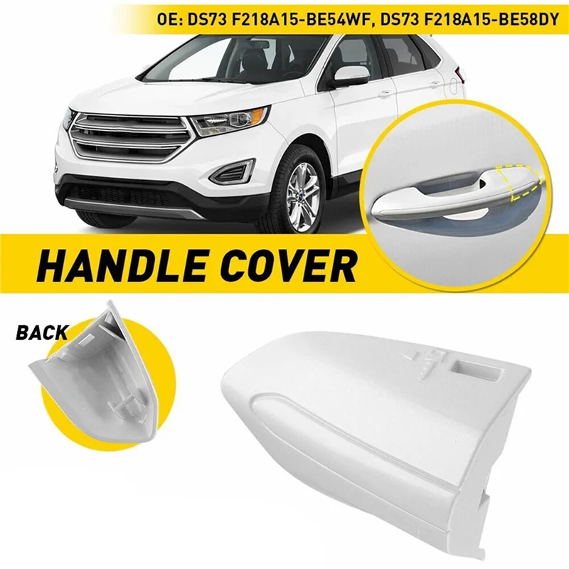 2X DS7Z-54218A15-DC Car Front Left Door Handle Lock Bezel Cover For Ford Fusion Edge 2015-2020 White