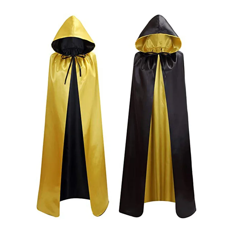 Kapuze Mantel Cosplay Medieval Lange Cape Halloween-Party Frauen Männer Erwachsene Lange Mage Hexerei Wicca Robe Verbergen Kleid Reenactment