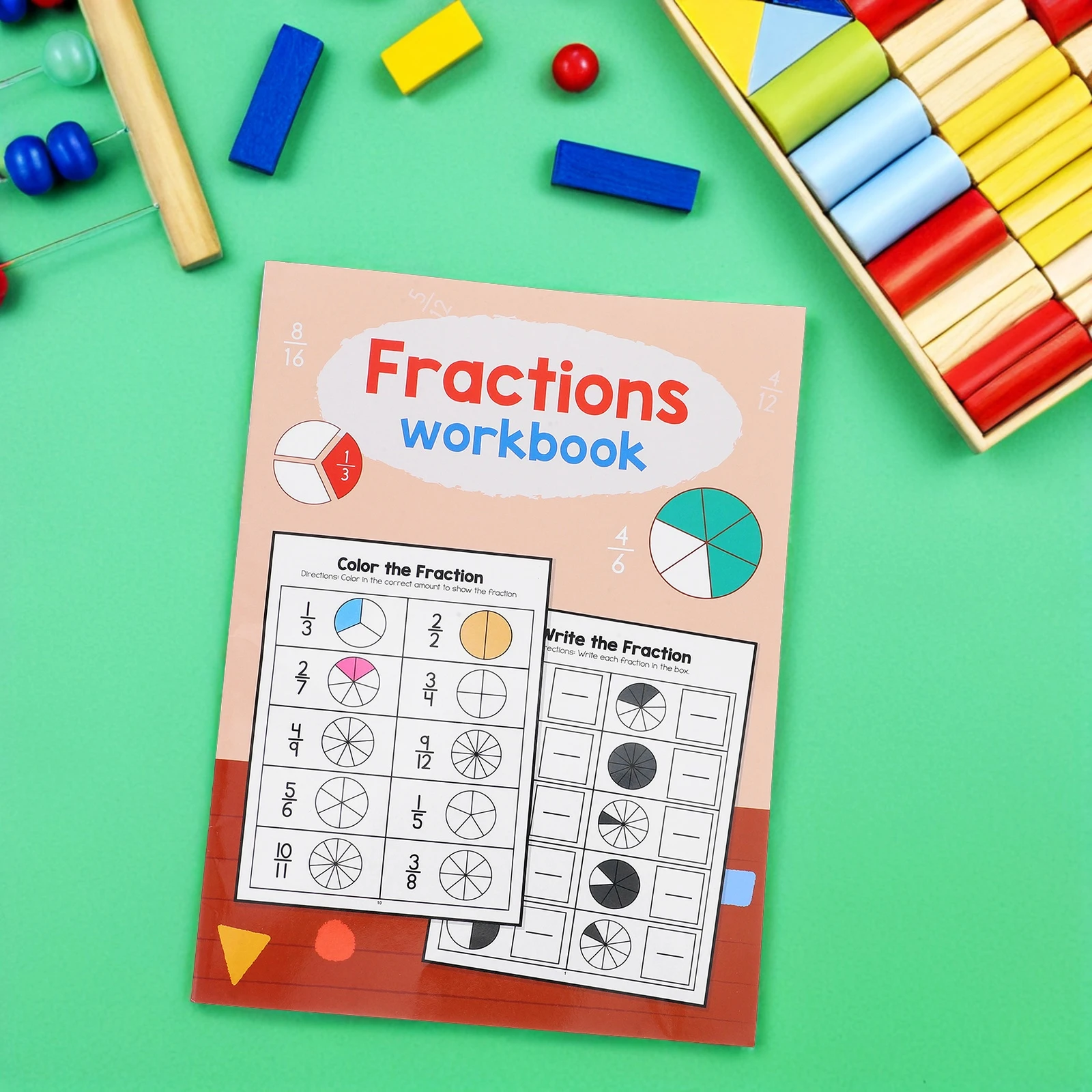

Mathematics Fraction Training Book for Kids Early Learning Preschool Math Manipulative Toddler School Supplies
