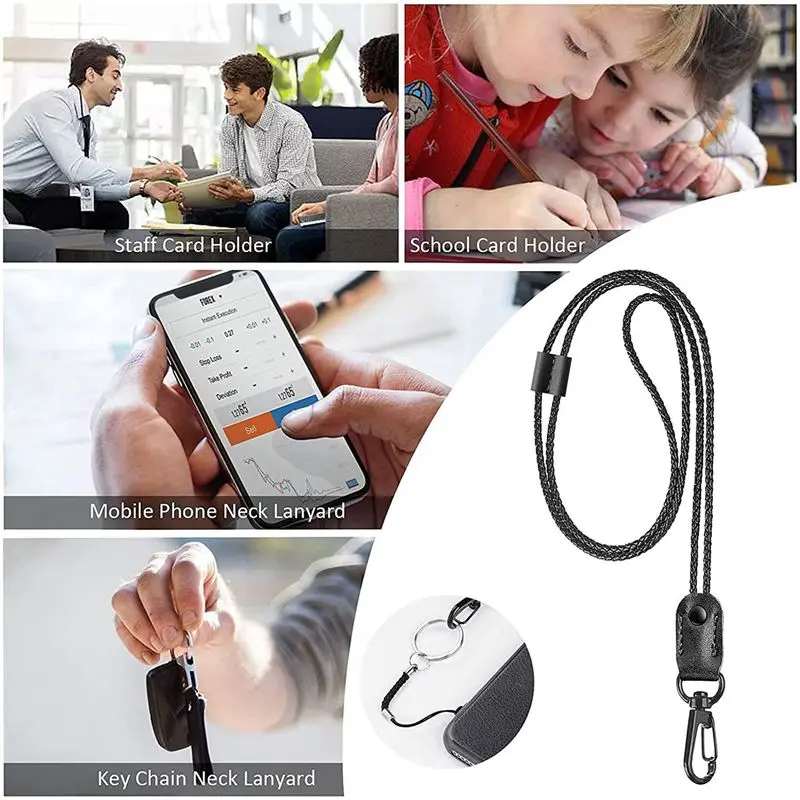 Stylish-4 Pcs Braided Leather Badge Lanyards For ID Badges Holders Keys Long Strap Neck Lanyard Keychain For Men,Women A