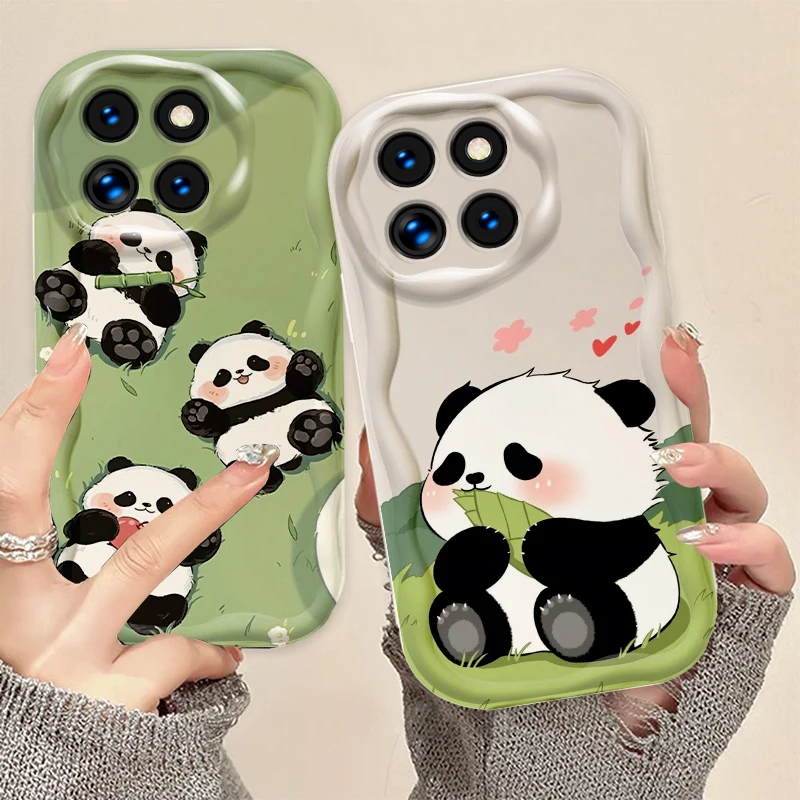 

Cute Cartoon Panda For Xiaomi Mi 14 12 12T 11 Lite Poco M6 X6 X5 X4 X3 M3 F4 Pro GT NFC 5G Wave Oil Back Phone Case