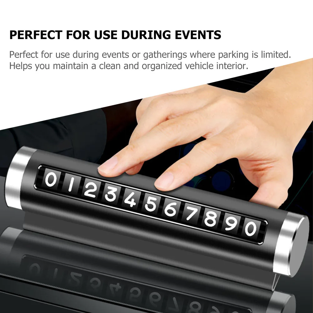 

2pcs Temporary Parking Card Flip Phone Display For Car Dashboard Durable Metal Vehicle Accessories Auto Decor