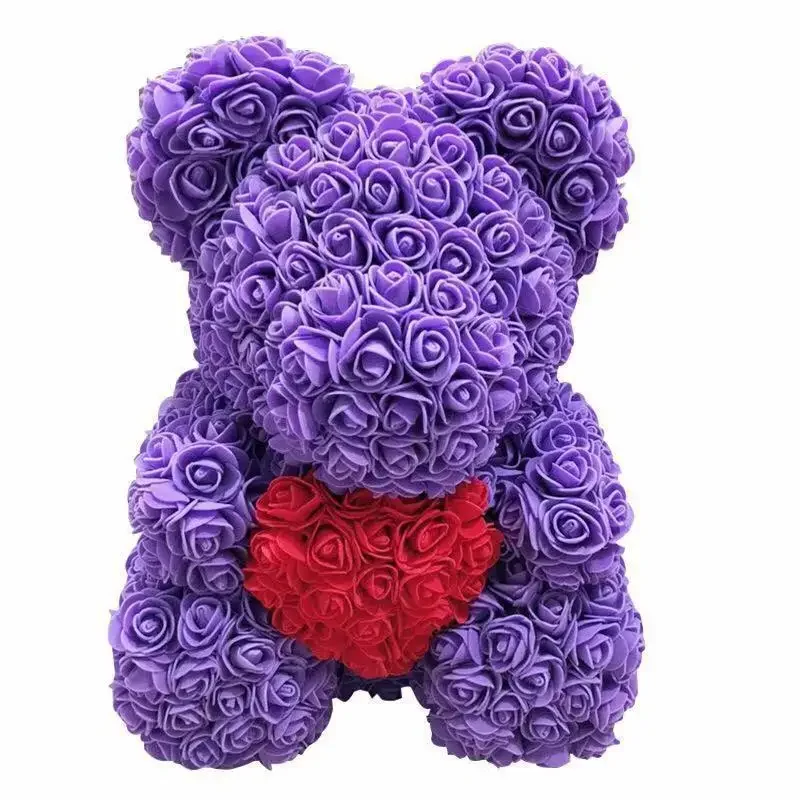 1pcs 25cm Rose Bear Artificial Foam Rose Flower Teddy Bear Valentines Day Gift Birthday Party Spring Wedding Party Decoration