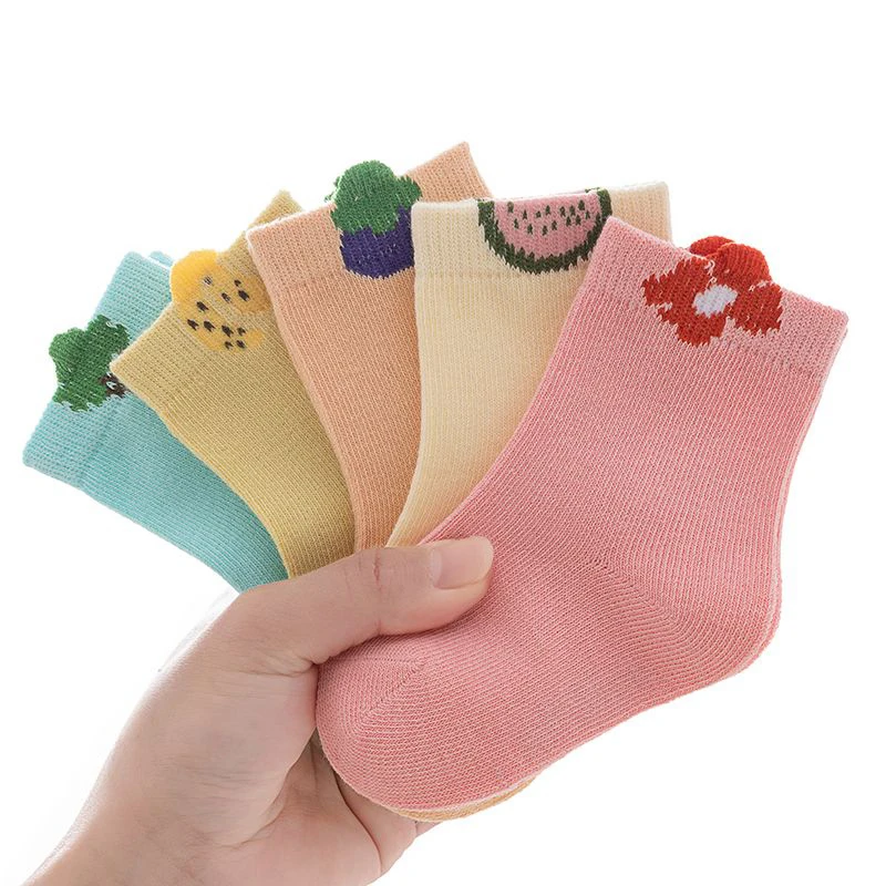 

4 Pairs Baby Socks Spring And Autumn Pure Cotton Thick Breathable Loose Mouthed Middle Tube Cute Newborns Socks