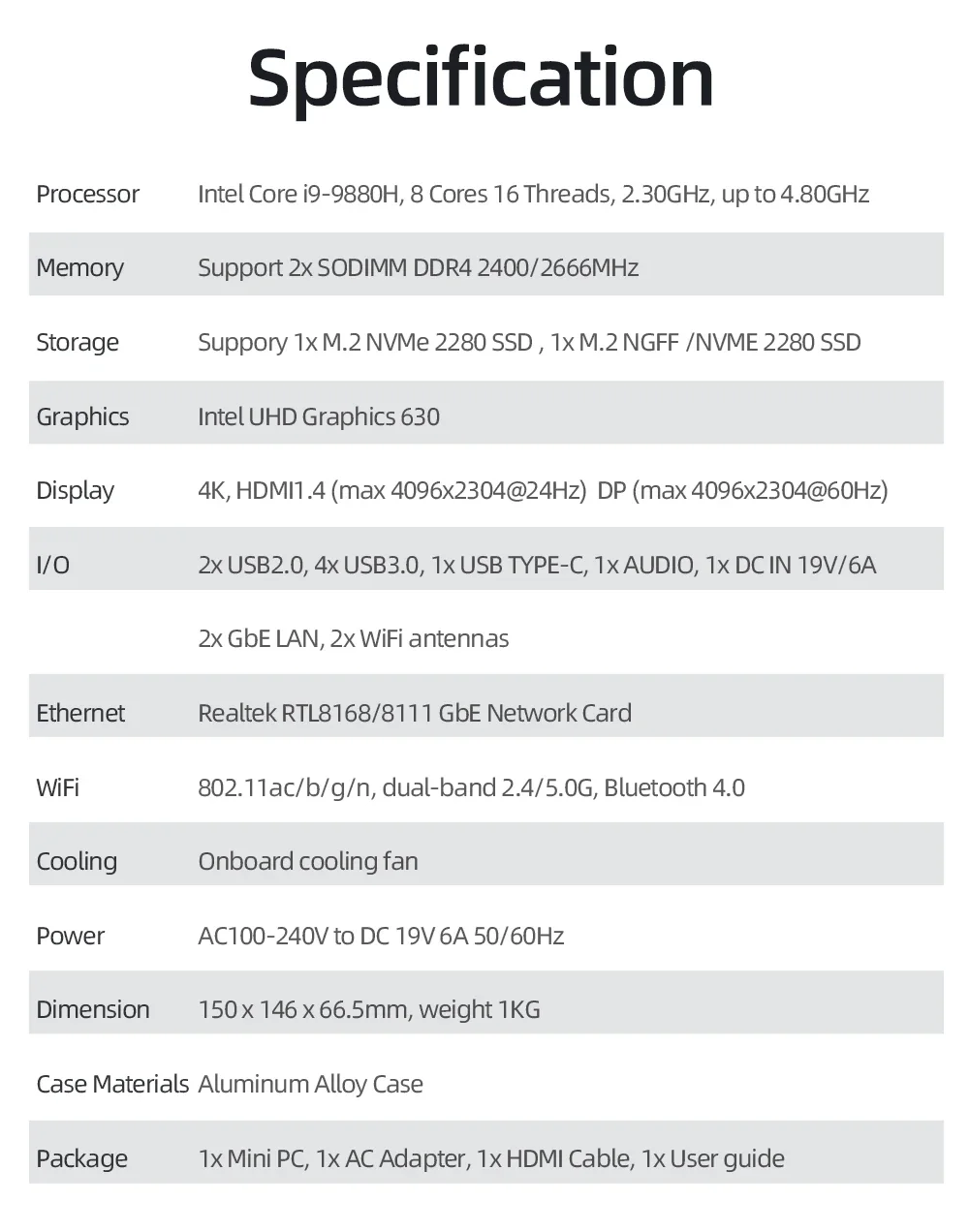 BEBEPC-Computador Industrial com Ventilador Embutido, Intel Core i9-9880H, 8 Núcleos, 16 Threads, 16GB, 32GB, DDR4, M.2, NVMe, SSD, 4K, 60Hz, PC Ubuntu