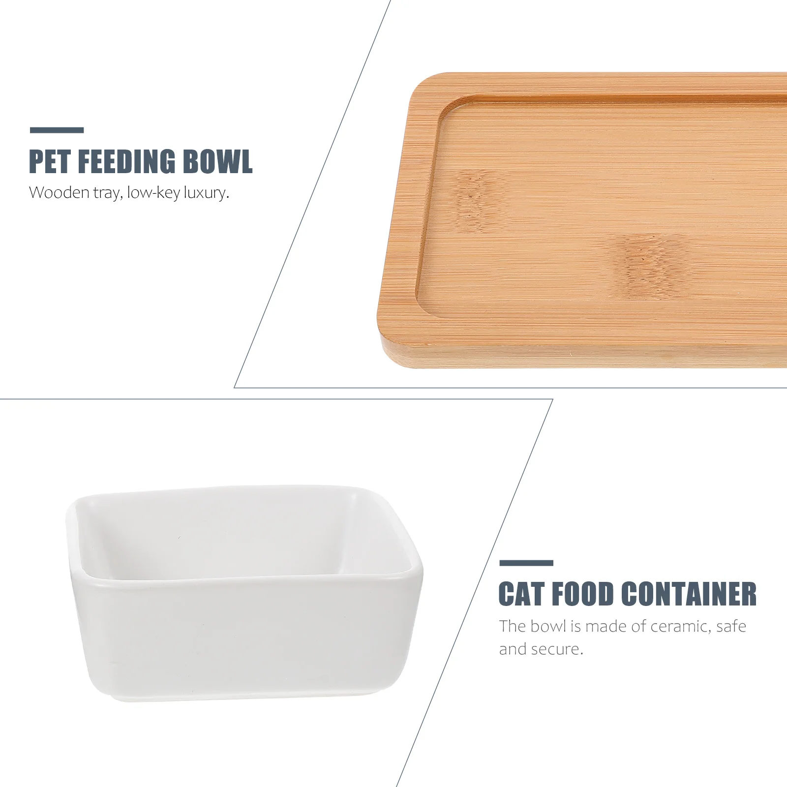 

1 set Ceramic Pet Bowls Set With Wooden Tray Cat Dog Food Water Container Non-Tip Feeding Bowl For Pets Pet Supplies