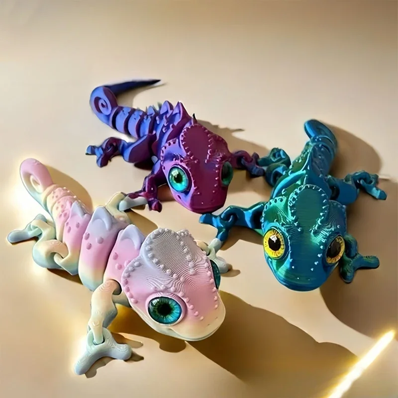 New 3D Printed Chameleon Toy Multi-Joint Rotatable Luminous for Kids Home Accessories Decoration Gifts