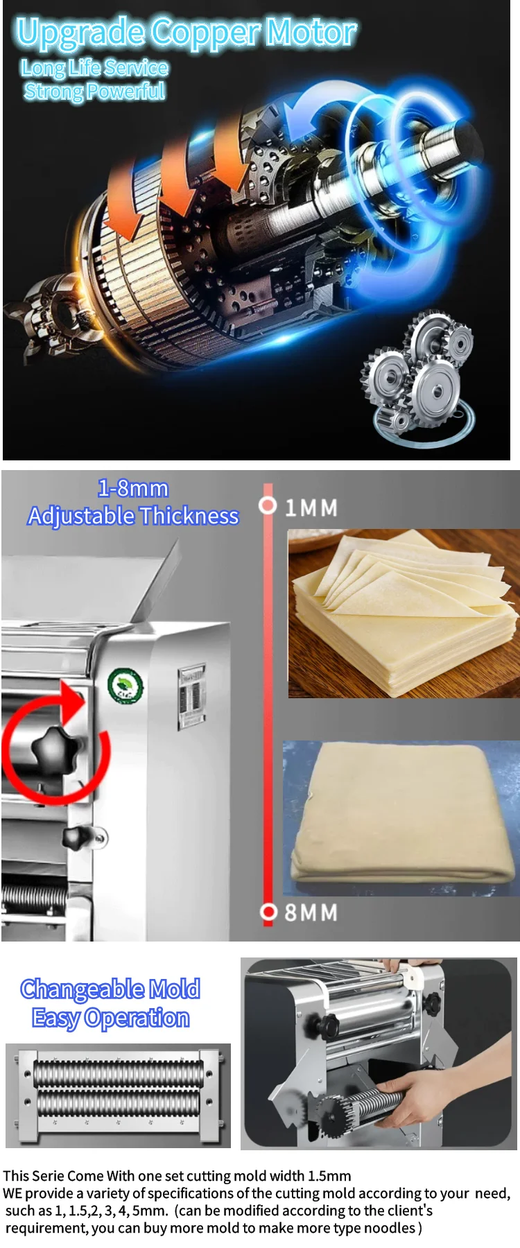 القاطع ماليزيا قوانغدونغ صانع المملكة المتحدة الفولاذ المقاوم للصدأ مستوى سريع سميكة الخضار أودون المعكرونة آلة المعكرونة الرومانية الكهربائية
