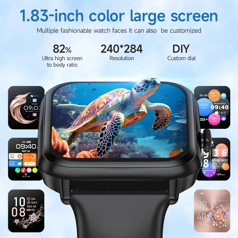 2025 ใหม่สําหรับ Xiaomi สมาร์ทนาฬิกาผู้หญิงบลูทูธกีฬาฟิตเนส Tracker นาฬิกา Health Monitor แฟชั่นสุภาพสตรีผู้ชาย Smartwatch