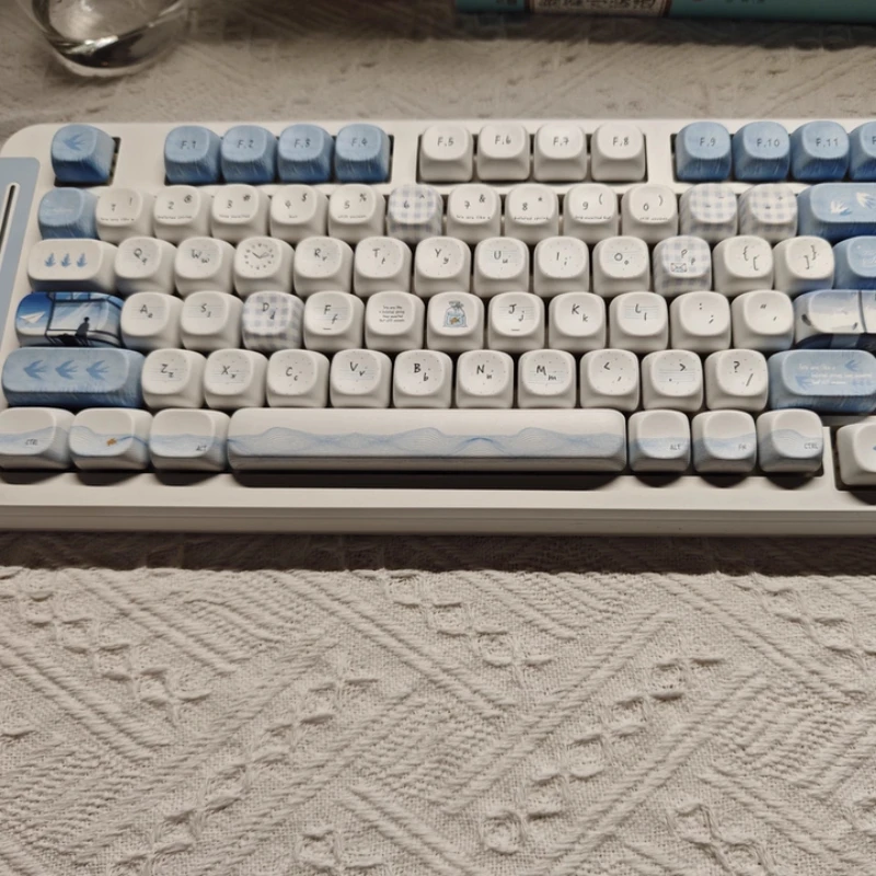 Blue Mirage Keycap Custom PBT Cherry/MOA Profile Keycaps Cute Cartoon Anime Point Key Cap Original Design Artisan Gamers Wooting