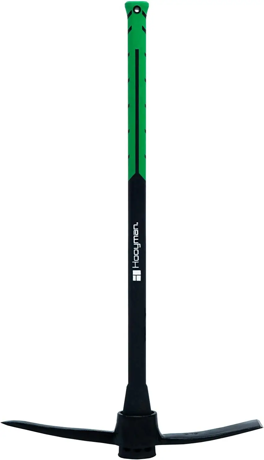 

Усиленный садовый кирка-мотыга с кованой головкой, стекловолоконным сердечником и эргономичной H-образной рукояткой для ландшафтных работ и использования на открытом воздухе