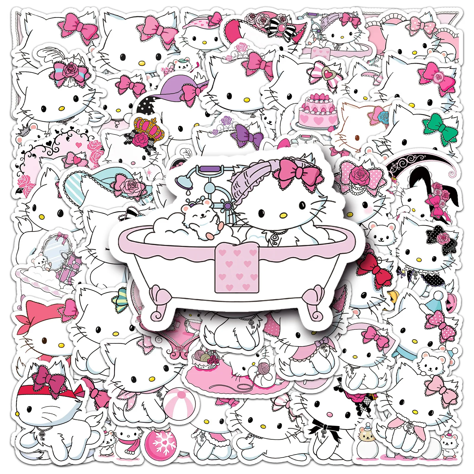 Back-to-school Anime, 50 Ciao Mi Stickers Charmmy Sanrio Cartoon Cute Hello Kitty Waterproof Decorative Notebook Stickers Bonus