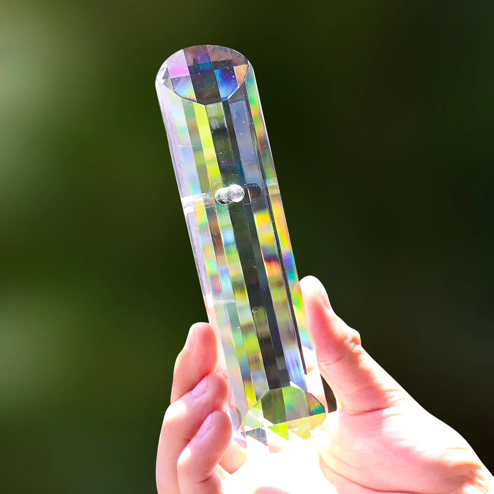 Muy Bien 150mm Clear Cylindrical Crystal Prism Faceted SunCatcher Lucky Feng Shui Pendant Home Garden Wedding Decoration Crafts