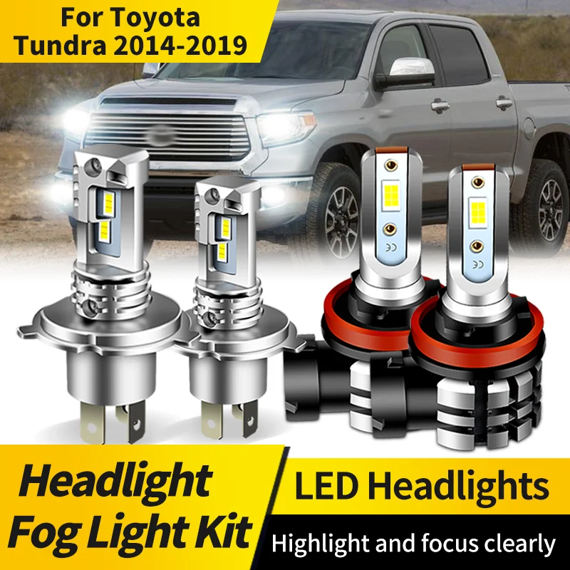 

2PCS LED Headlight Bulbs H4 HB2 High Low Beam Lamp H11 Fog Lights 6000K CSP for Car Headlamp For Toyota Tundra 2014-2019