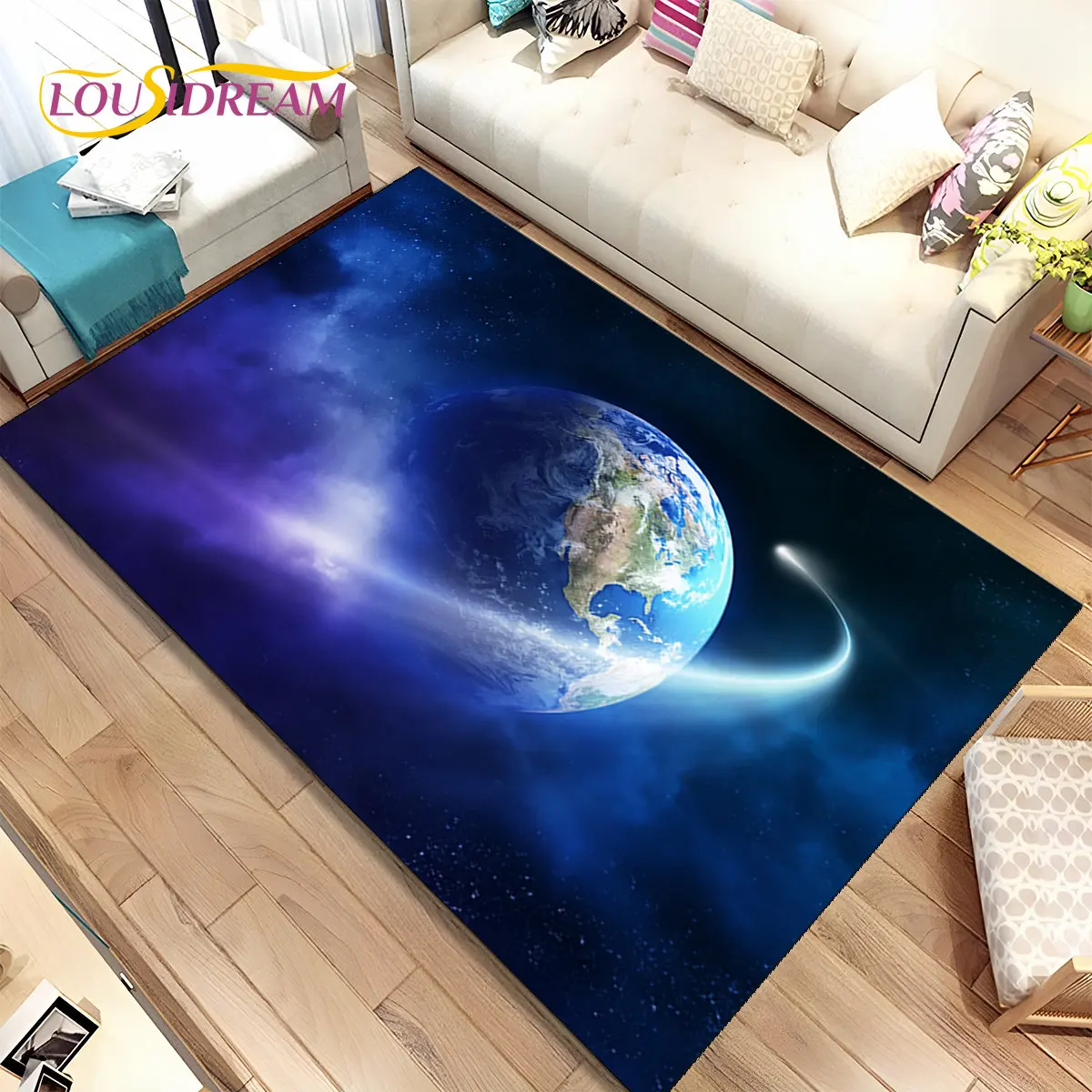 3D przestrzeń naprawiono gwiazdy Galaxy ziemia obszar dywan, dywan dywan dla domu salon sypialnia Sofa wycieraczka Decor, dzieci antypoślizgowe maty