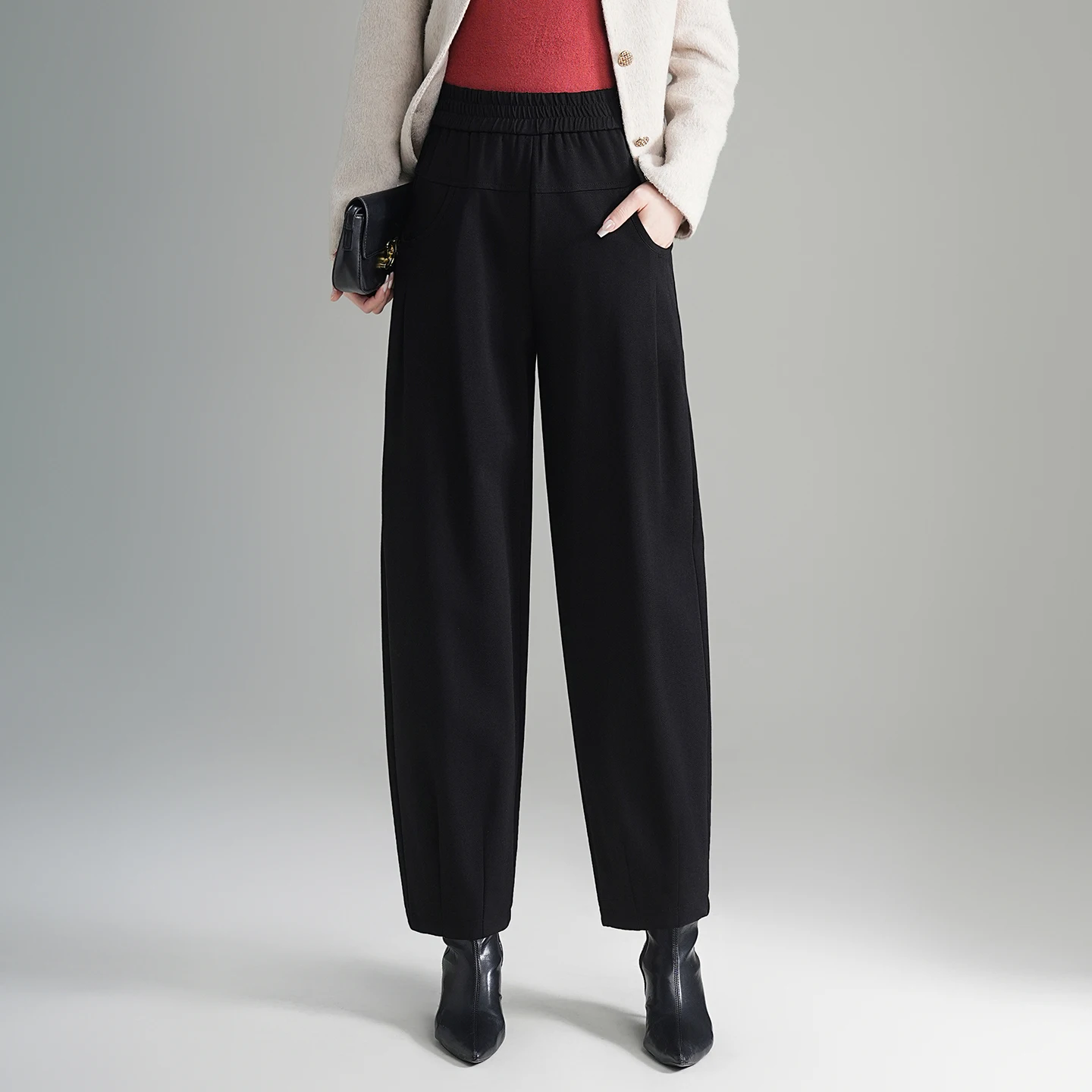 

Bla Harlan Lantern Pants High Waist Thiened Casual Trousers Faionable Long Pants Autumn Winter New Sle for Mommy