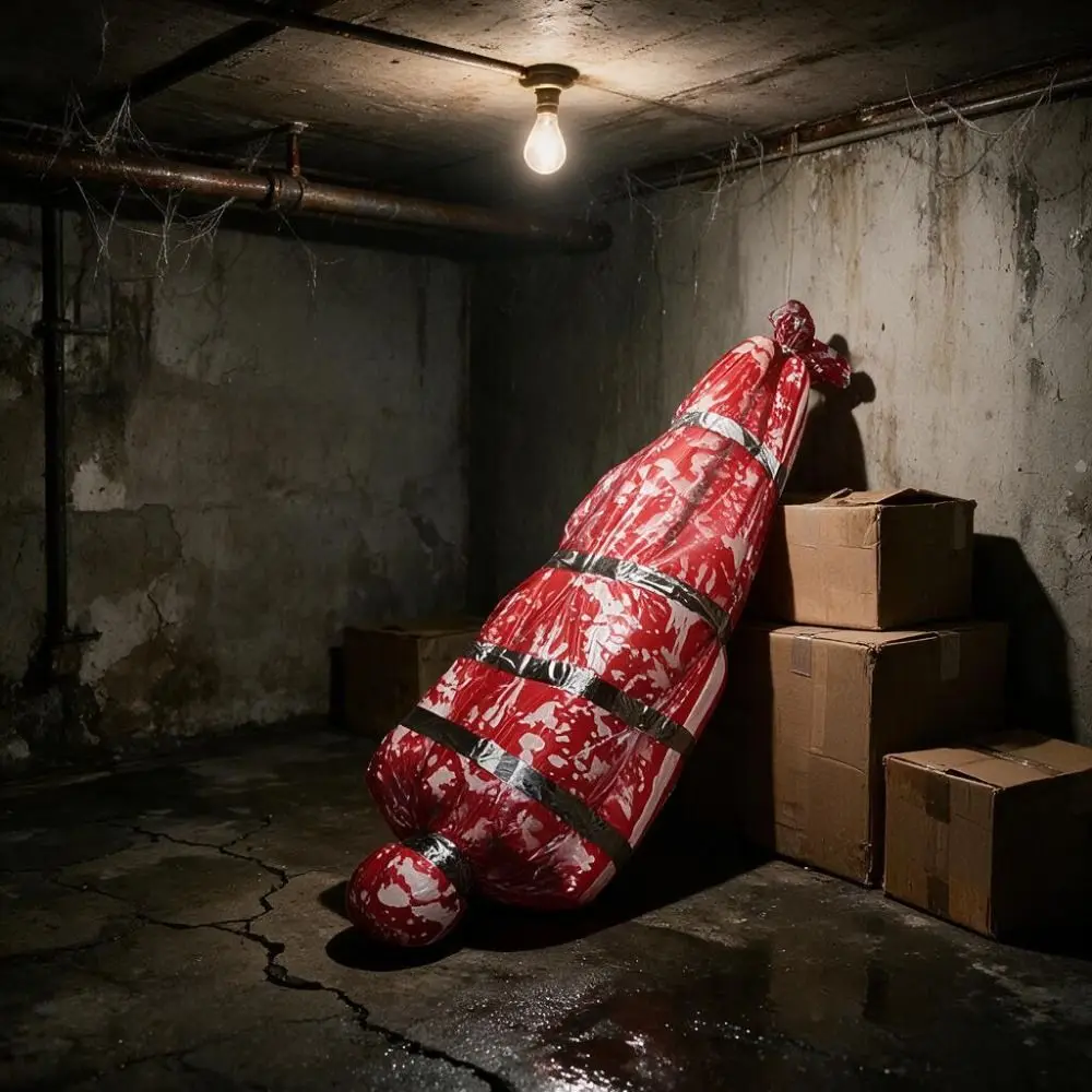Realistic Fake Corpse Decor Creepy Red Bloody Inflatable Corpse Prop Scary Waterproof Hanging Dummy Prop Haunted House