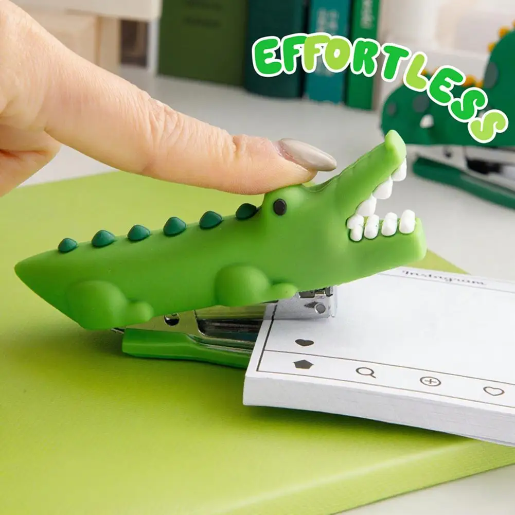 Mini cucitrice tascabile portatile Simpatico dinosauro Strumenti per rilegatura di libri Organizzatore di file Cancelleria per ufficio Accessorio per forniture per studenti scolastici