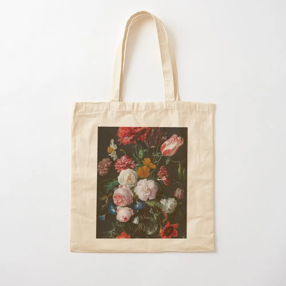 

Still Life with Flowers in a Glass Vase Tote Bag cloth bag woman custom fabric bag Women's beach bags female Canvas Tote