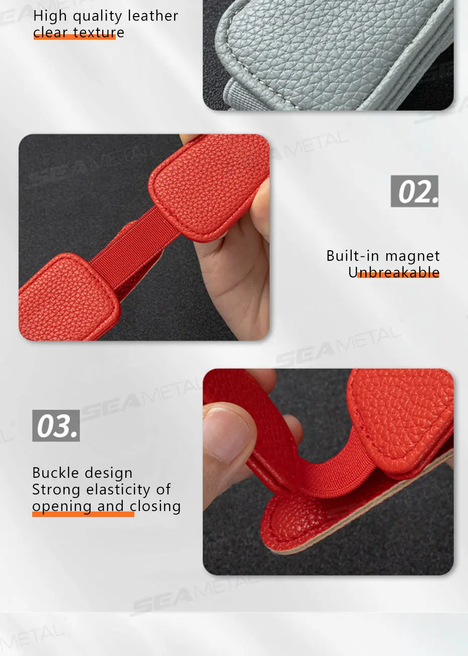 SEAMETAL Brillenclip aus Kunstleder, multifunktionaler Sonnenblenden-Brillenclip, magnetischer Sonnenbrillenhalter für Autozubehör – Detail 7