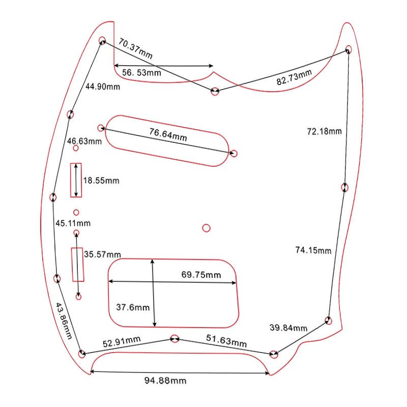 Pleroo Custom Guitar Parts - For USA Fender Mustang SH Guitar Pickguard With Single And Humbucker Pickups Multicolor Options