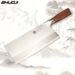 SHUOJI Popular Chef Knives Stainless Steel Slicing Knife Meat Chicken Vegetable Best Chinese Cleaver Cooking Cutlery 4Cr13mov