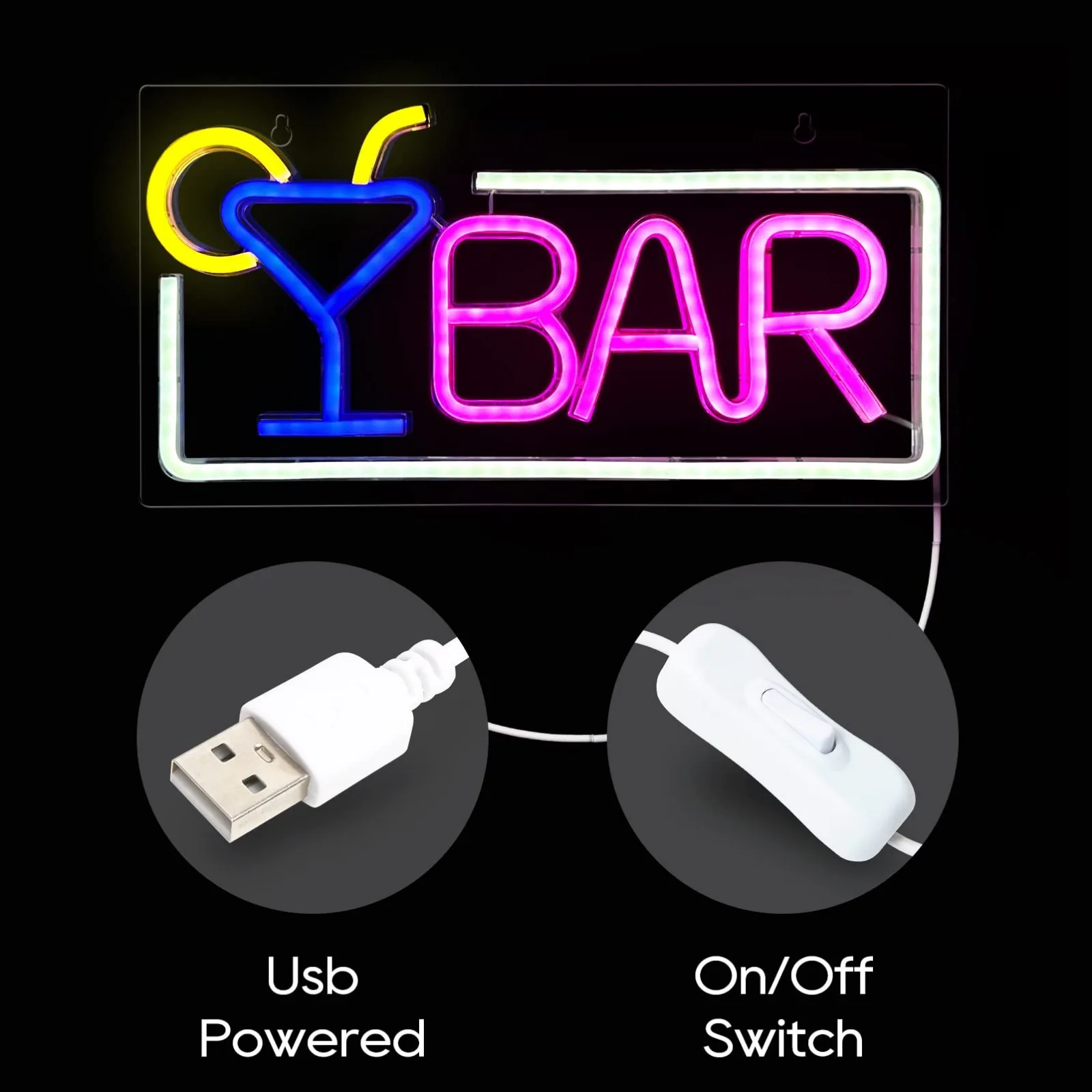 Imagem -04 - Premium Acrílico Bar Neon Signs Wall Decor Alimentado por Usb Luzes para Home Bar Bistrô Festa Clube Porta