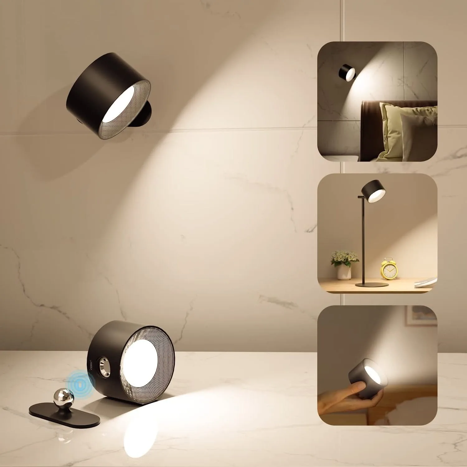 Imagem -04 - Led Wall Sconces Light Níveis de Brilho Modos de Cor 2000mah Bateria Rotativo 360 ° Touch Control