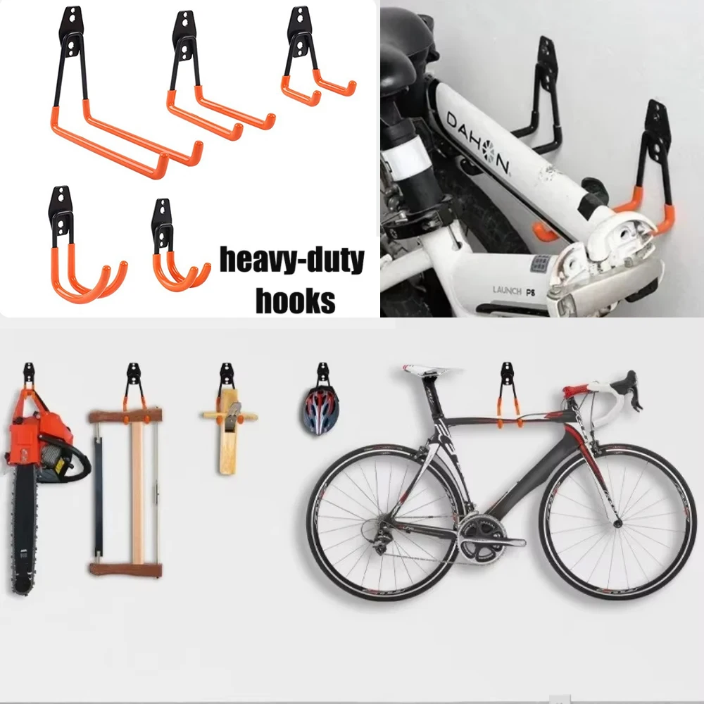 Heavy Duty Metal Bike Wall Mount Hook Garage Organizer Bicycle Hanger Stand Parking Holder Anti Slip Storage Tool Organizer