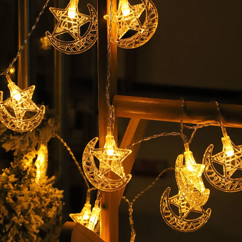 

10 Pieces LED 1.5m Moon star String Lights for ramadan decoration 2026 Birthday Family eid Holiday Party DIY Decorations