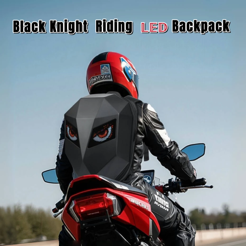 

LED Black Knight Motorcycle Rider Backpack with Eye Glow pattern Helmet Mochilas para Waterproof Laptops Bag Saco Moto Schoolbag