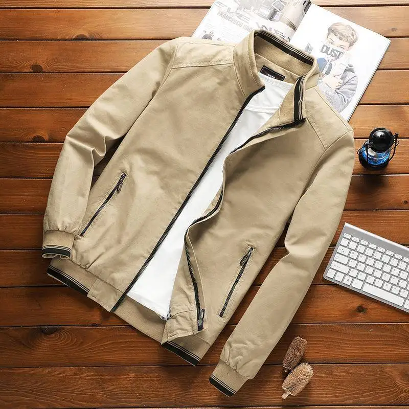 

Повседневная тонкая куртка для мужчин среднего возраста, весенне-осенняя, износостойкая, из хлопка, с длинными рукавами, верхняя одежда для мужчин