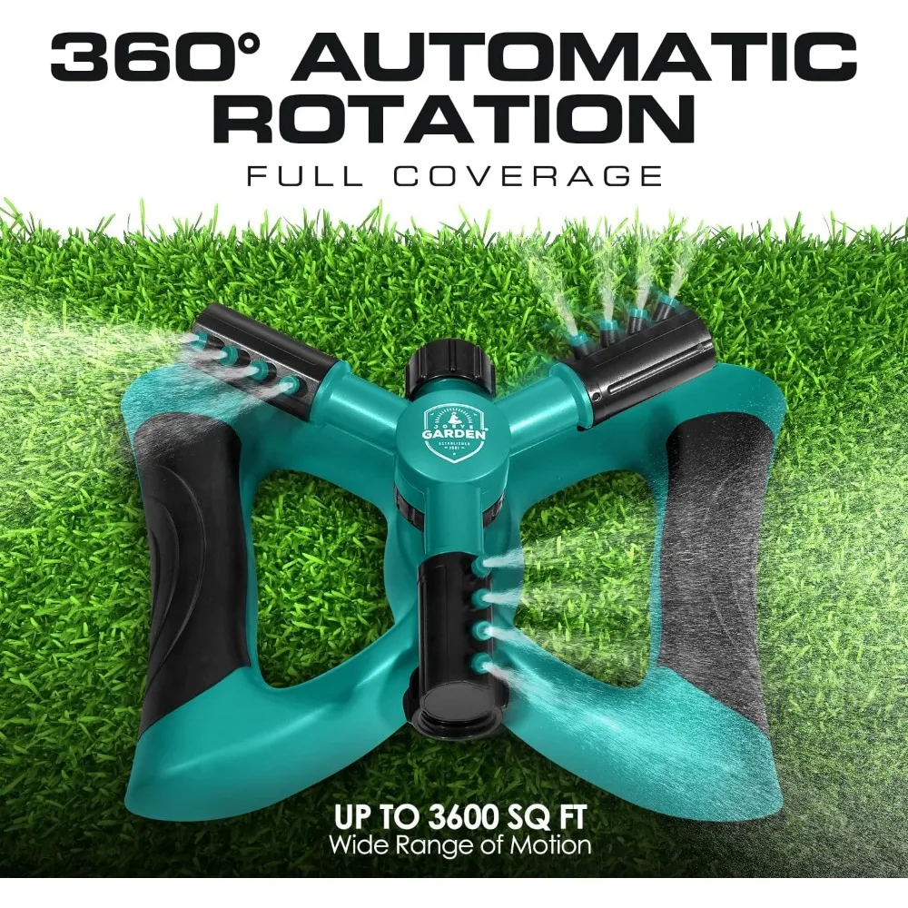 joeys sprinkler per cortile, irrigatore da giardino rotante per una copertura di grandi aree, irrigatori per prato e cortile (verde)
