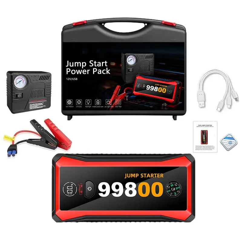 New Portable Battery Mini Emergency Starter Air Pump Tire Inflator Car Mobile Power Supply