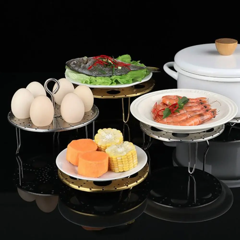 

Cookware 304 Stainless Steel Foldable Egg Steamer Adjusted Height Universal Egg Steaming Rack Detachable Steaming Tray Dumpling