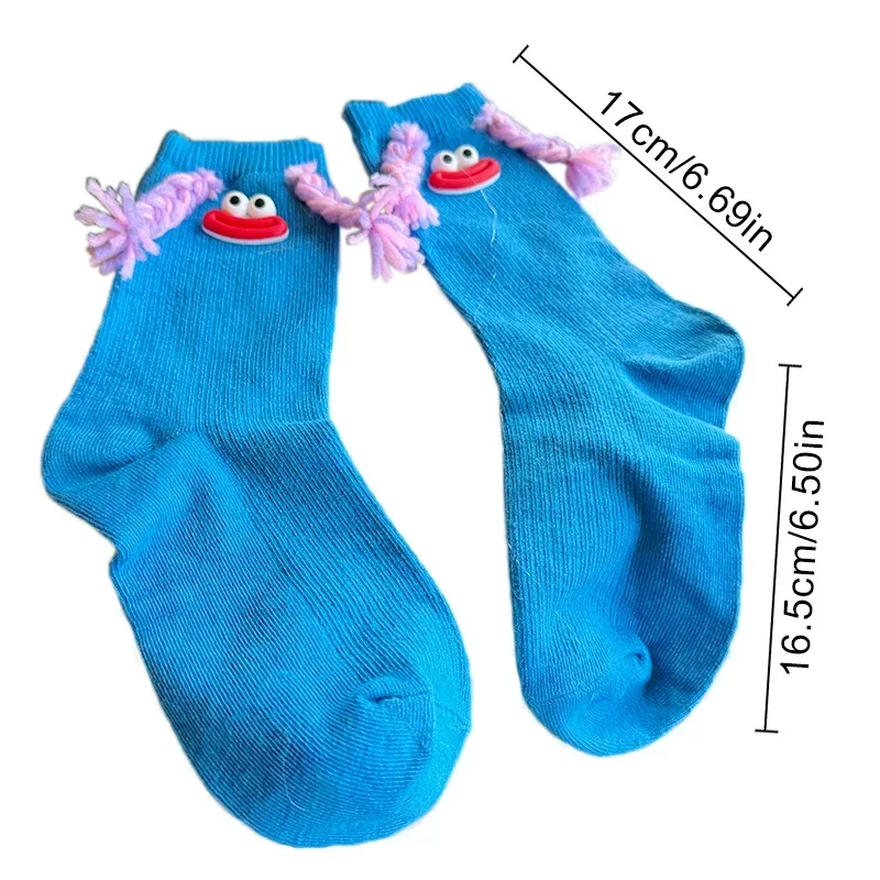 1-20 Pairs Dopamine Girl Weave Cute Interesting Long Sock Korean Version Ugly Doll Fashionable Mid Tube Socks Personalized Socks