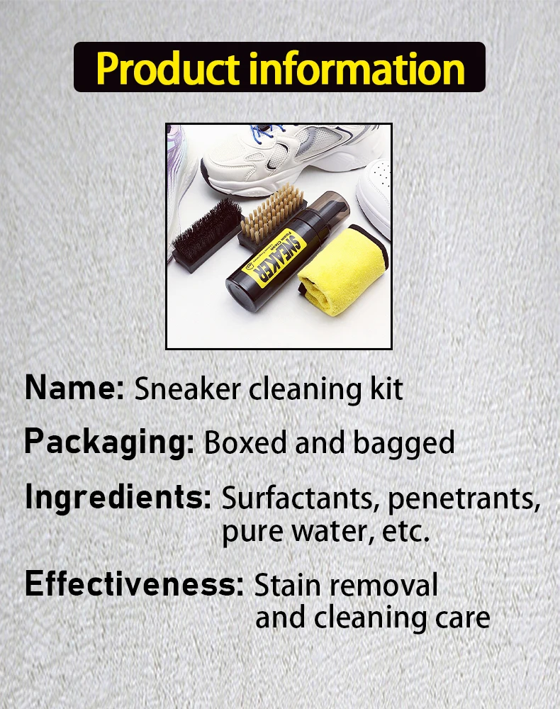 White Shoe Cleaner Foam Dry Cleaning Kit 150ML Waterless Foam Sneaker Cleaner Shoe Brush and Cleaning Cloth Set