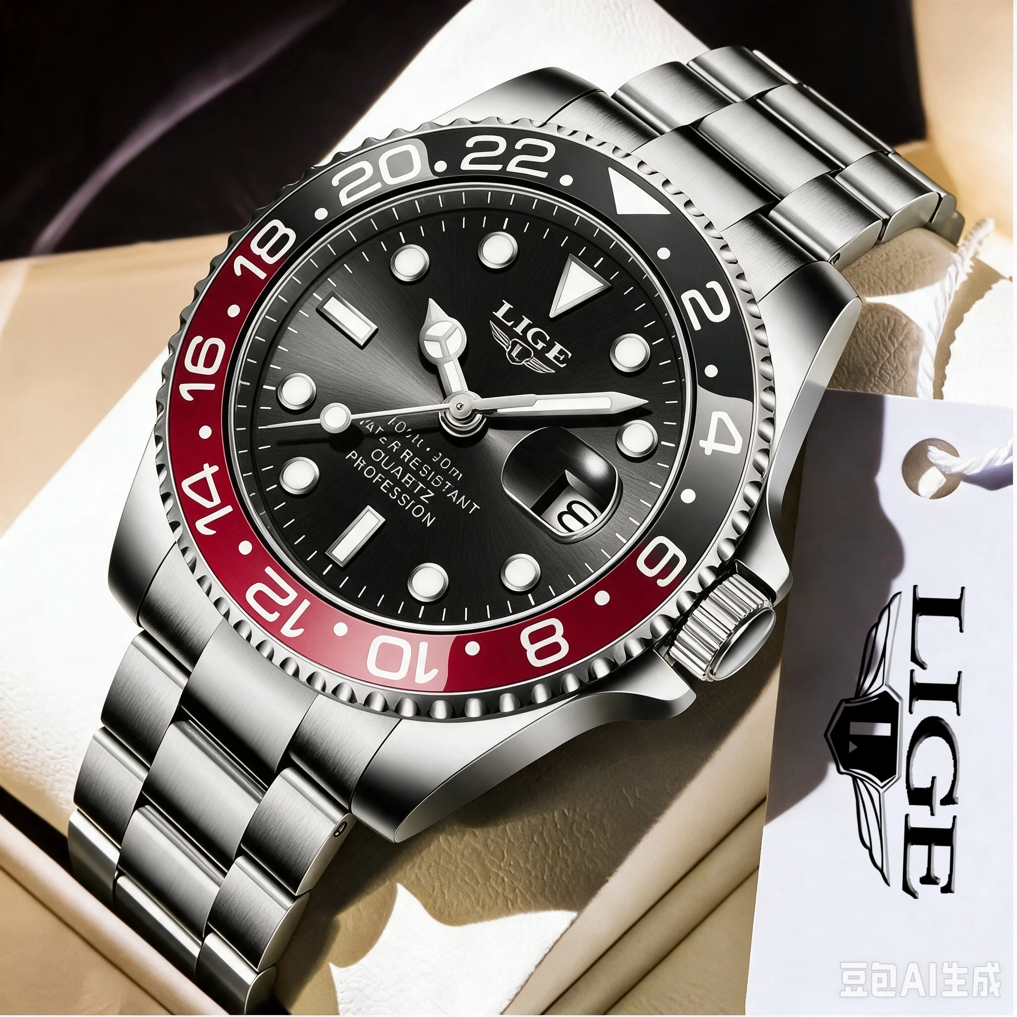 LIGE New Luxury Couple Watches Quartz Watches 30M Waterproof Fashion Stainless Steel Watch Valentine Gift Love Watch +Box