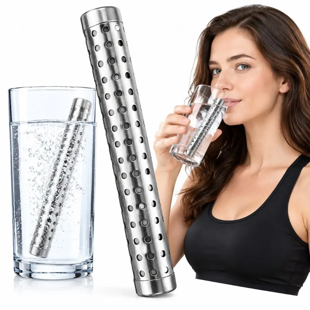 Stainless Steel Hydrogen Water Stick Perforated Portable Hydrogen Water Generator Metal Tube Silver Tone Water Alkalizer Machine