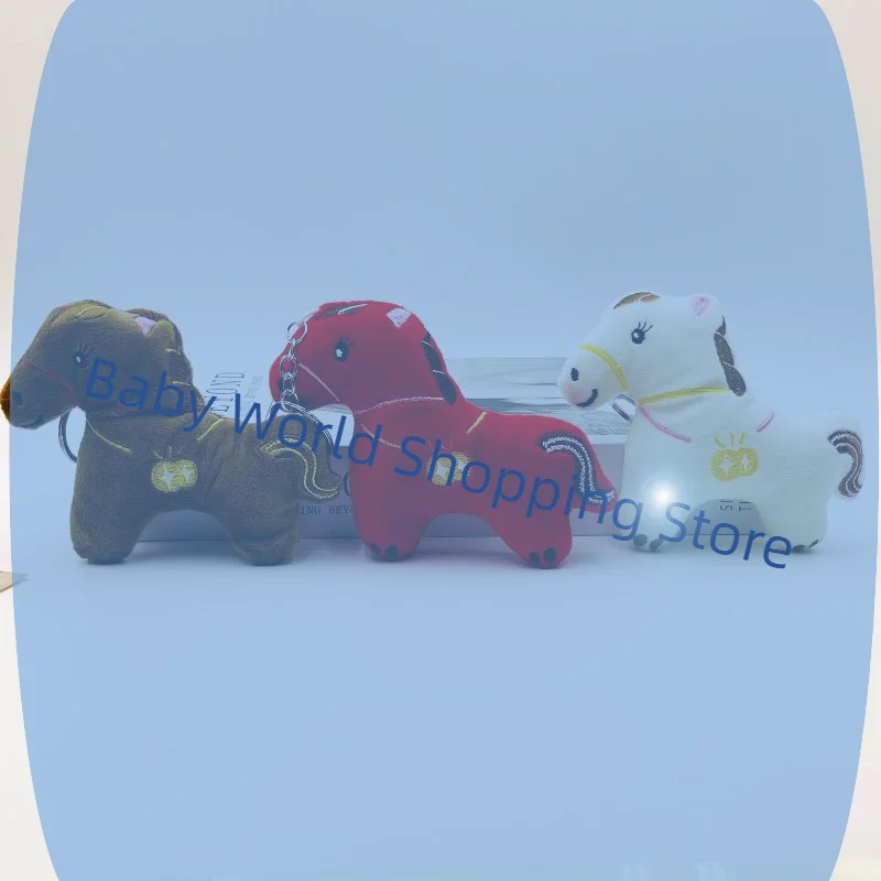 الكرتون ألعاب من نسيج مخملي المفاتيح لطيف زودياك الحيوان الحصان دمية حقيبة قلادة هدية عيد ميلاد