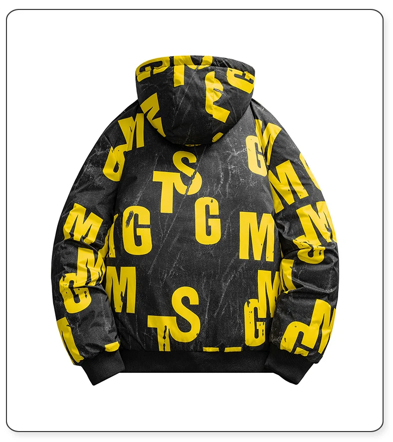 2026 Winter Men's Cotton Jacket letter pattern double-faced Cotton Jacket men Winter Coat Edition Trendy Thick solid color