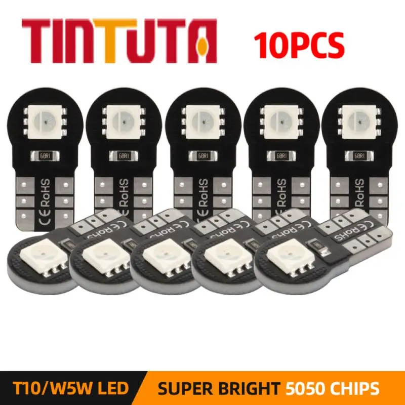 

10 шт., светодиодные лампы T10 W5W WY5W 5050 RGB 2SMD 168 194
