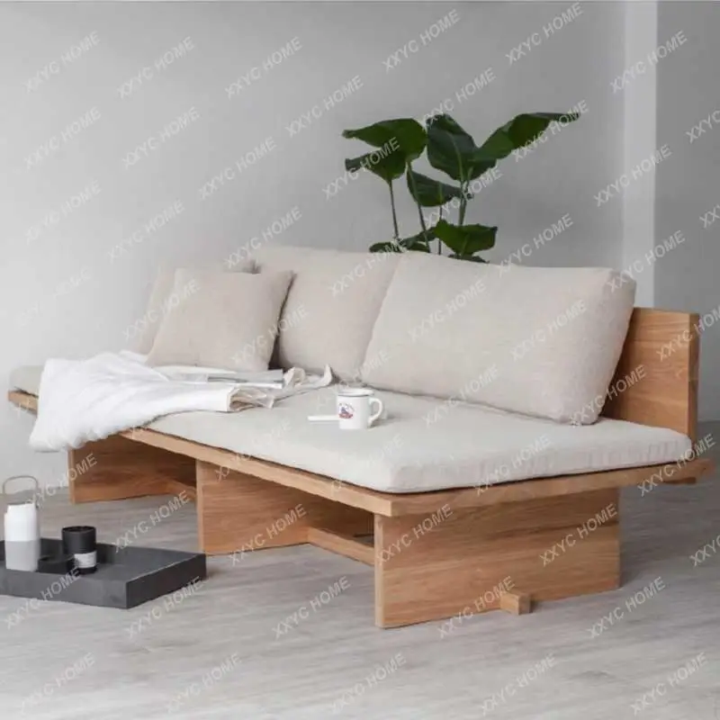 Solid wood fabric three-person sofa chair country bed and breakfast retro leisure single double combination chair