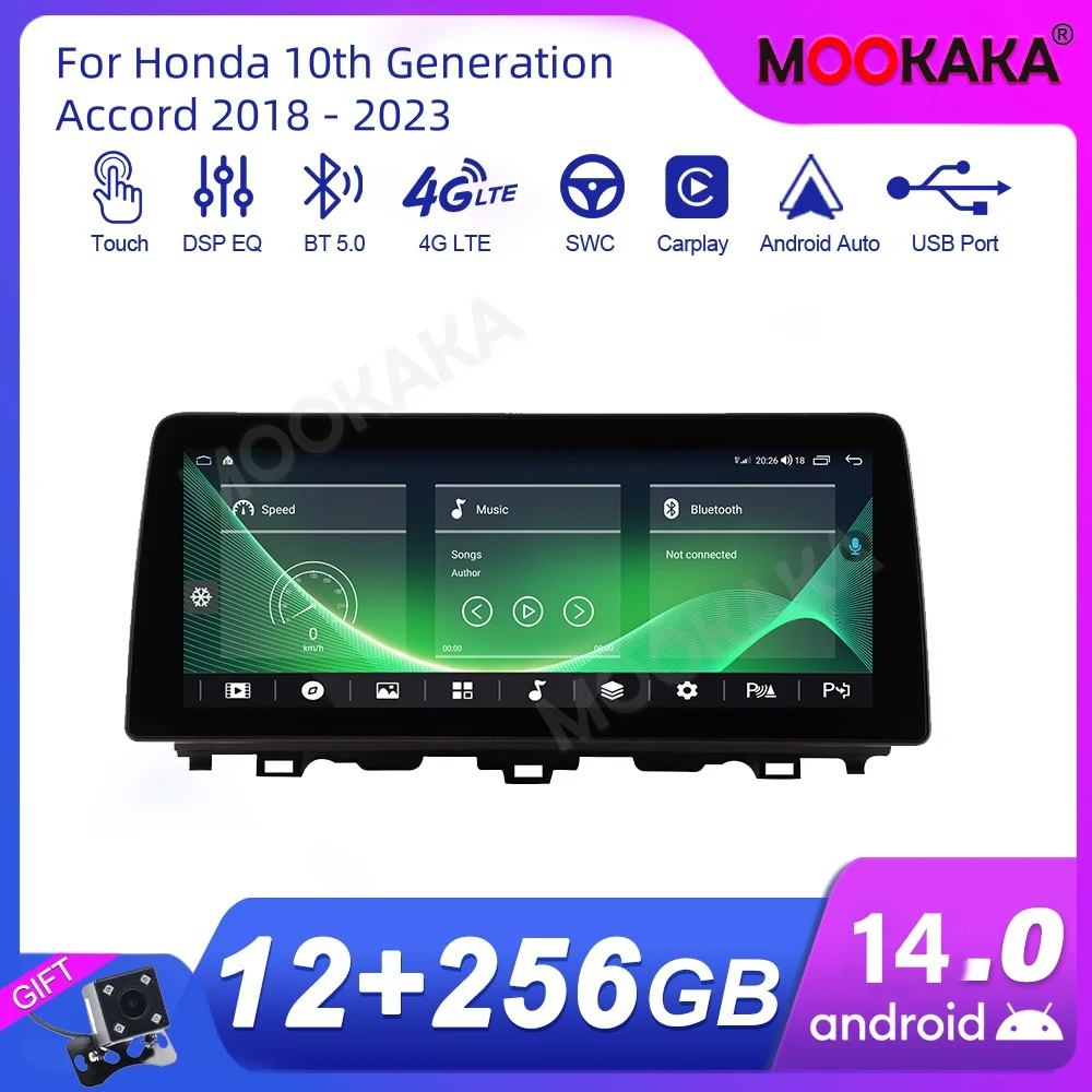 For Honda 10th Generation Accord 2018 - 2023 Car Radio Multimedia Player Wireless Carplay Android Auto Autoradio Stereo GPS Navi