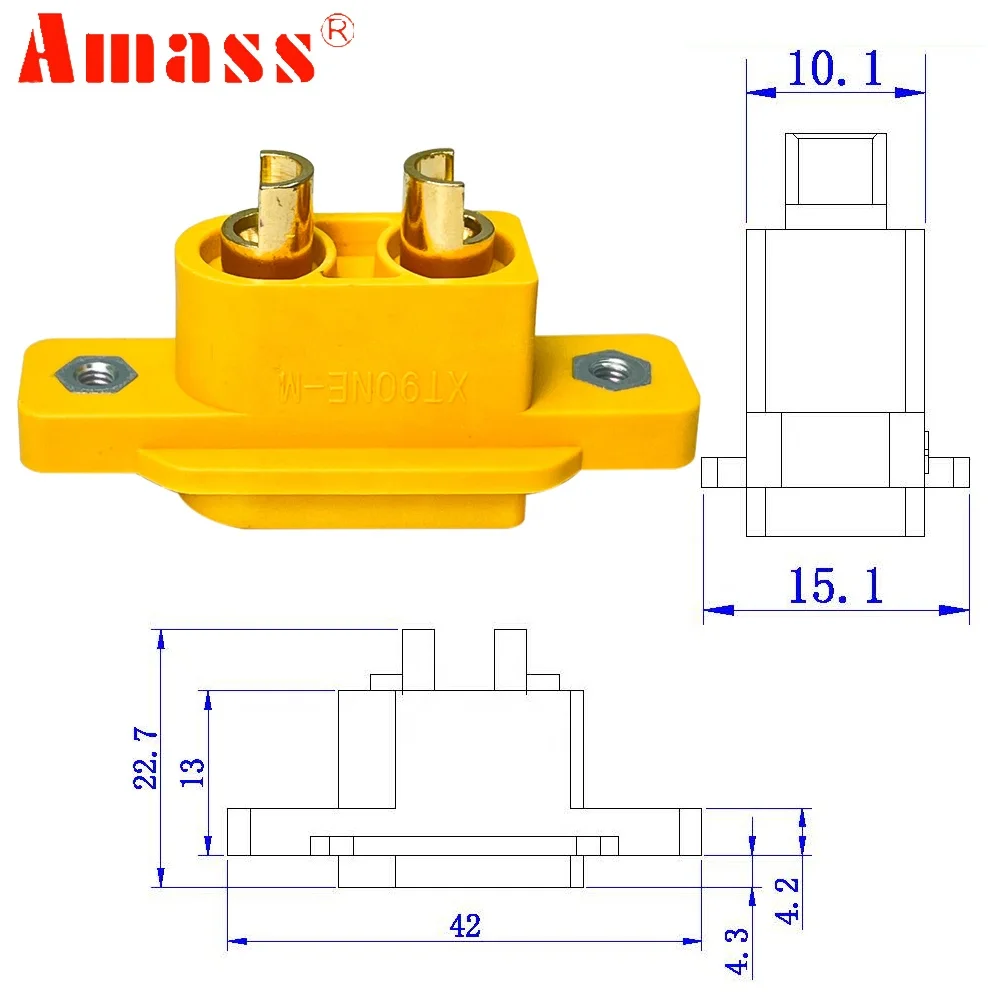 10PCS Amass XT90NE-M RC Flugzeug Modell Stecker Mit M2,5 Mutter Embedded Panel Und Festen Sitz Kompatibel Mit XT90E-M