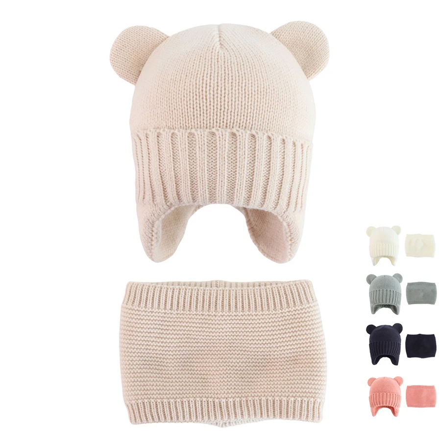 

Hat Scarf Set Boy Girl Baby Winter Beanie Knit Cap Autumn Warm Soft Accessory For Kids Cold Weather Outdoors