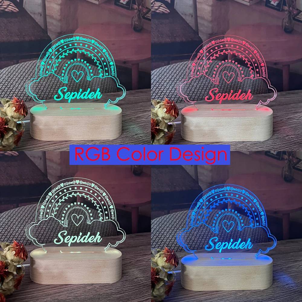 Kids Personalized Acrylic Night Light | Perfect Birthday Gift for Girls Boys Custom Name Handmade Led Kids Bedroom Decor